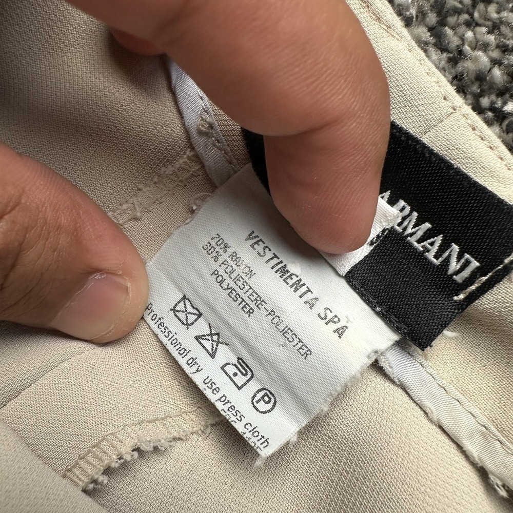 Giorgio Armani Dress Pants Womens 44 Beige Crepe Lined Relaxed Leg Italy Career - Picture 5 of 15